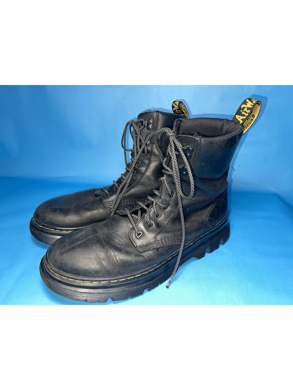 Dr Martens Tarik Boots Mens 13 Black Leather Lace Up Combat AirWair Chunky Sole
